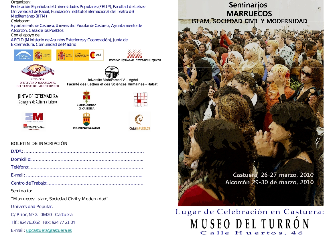 Seminario:“Marruecos: Islam, Sociedad Civil y Modernidad” en Castuera.