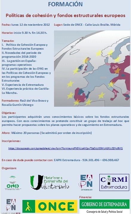 Formación sobre «políticas de cohesión y fondos estructurales europeos»