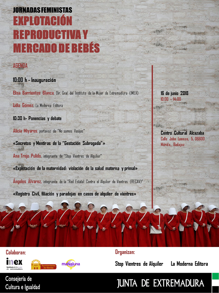 Mérida 16/06/18: Jornadas Feministas “Explotación Reproductiva y Mercado de Bebés”.