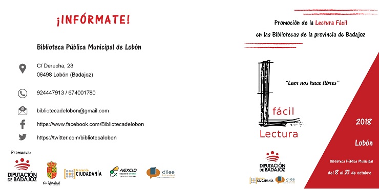 Promoción de la Lectura Fácil del 8 al 21 de octubre de 2018.