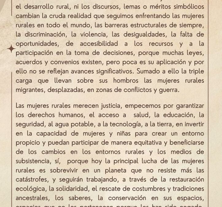 Manifiesto por el Día Internacional de la Mujer Rural